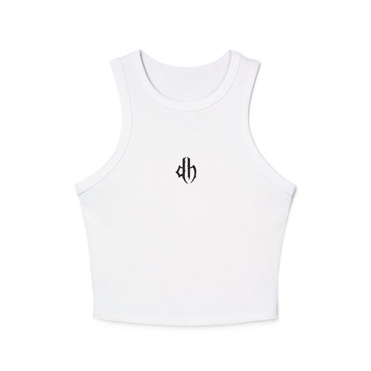 Delicate Hearts Micro Rib Racer Tank Top - Stylish Graphic Crop Top