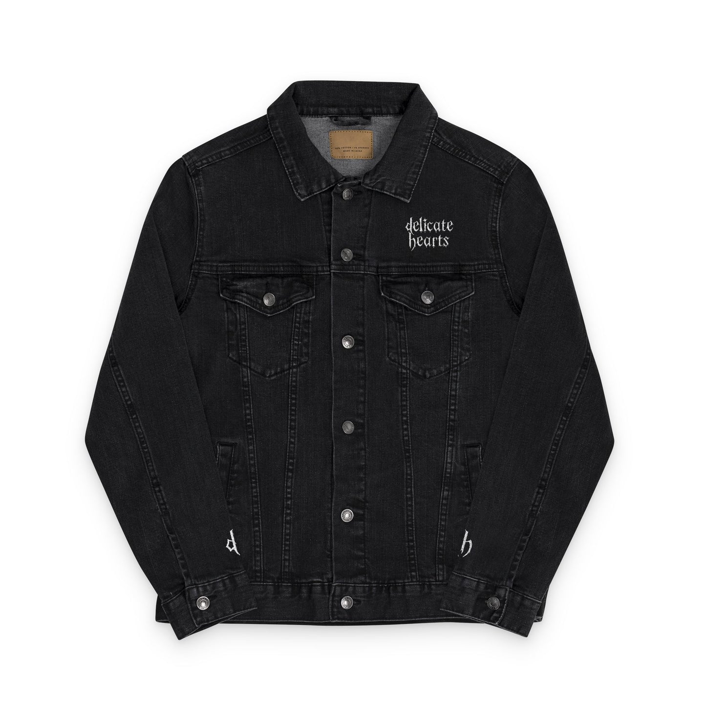 Delicate Hearts Embroidered Denim Jacket