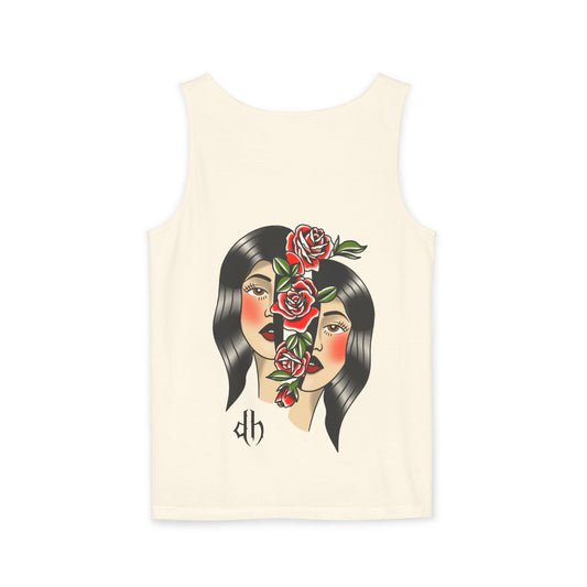 Traditional Floral Girl Head Unisex Tank Top