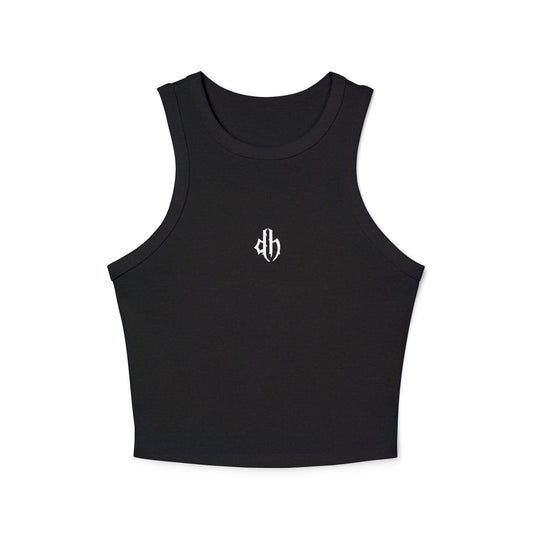 Delicate Hearts Micro Rib Racer Tank Top - Stylish Graphic Crop Top