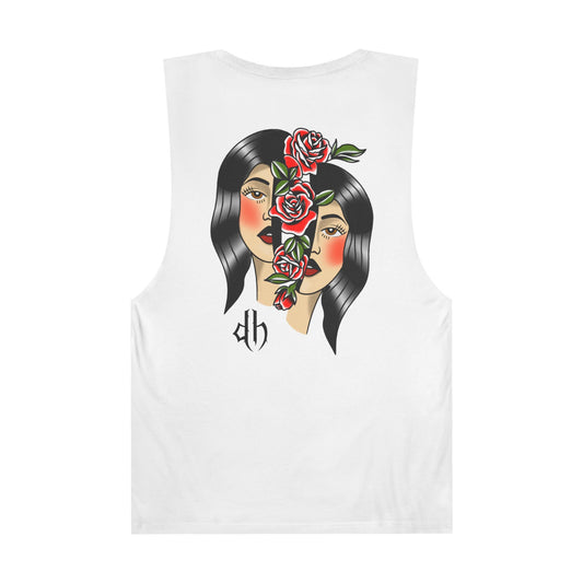 Traditional Girl Head Floral Unisex Tank