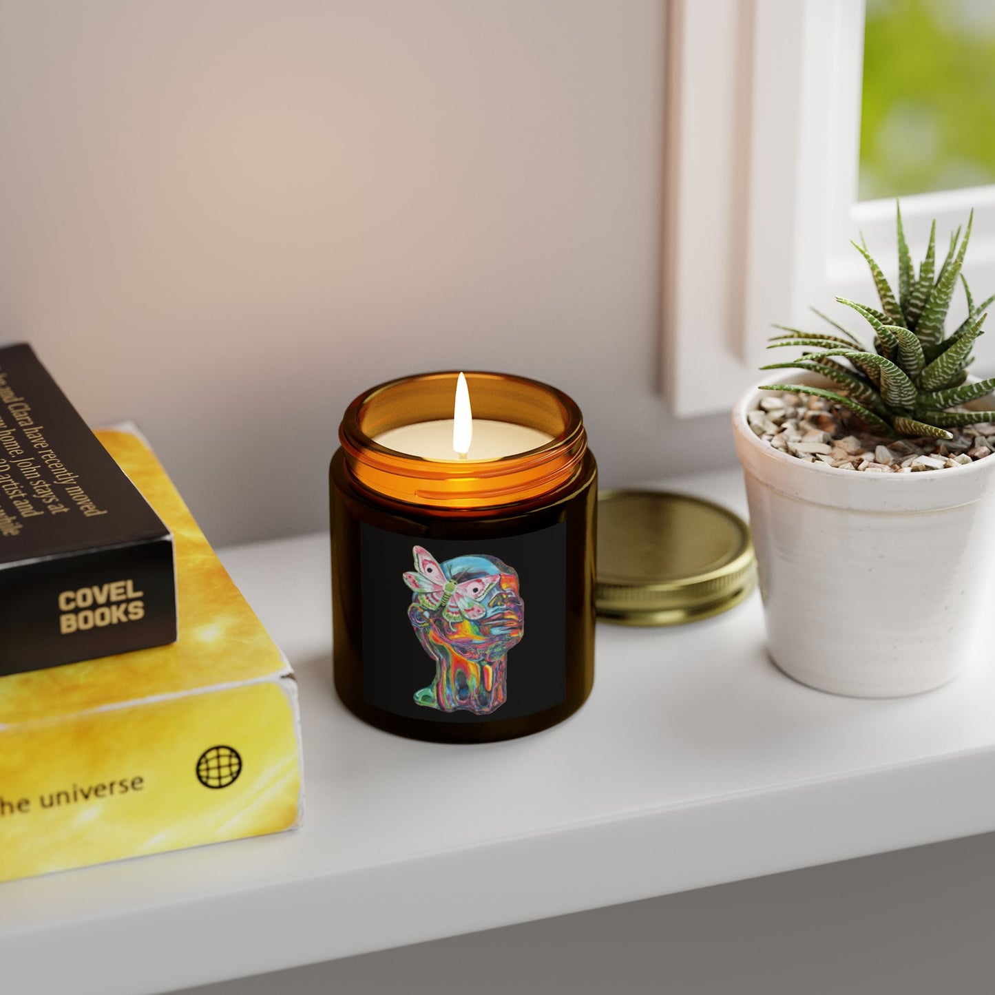 Vibrant Moth Scented Candle - Coconut Apricot Wax (4oz, 9oz)