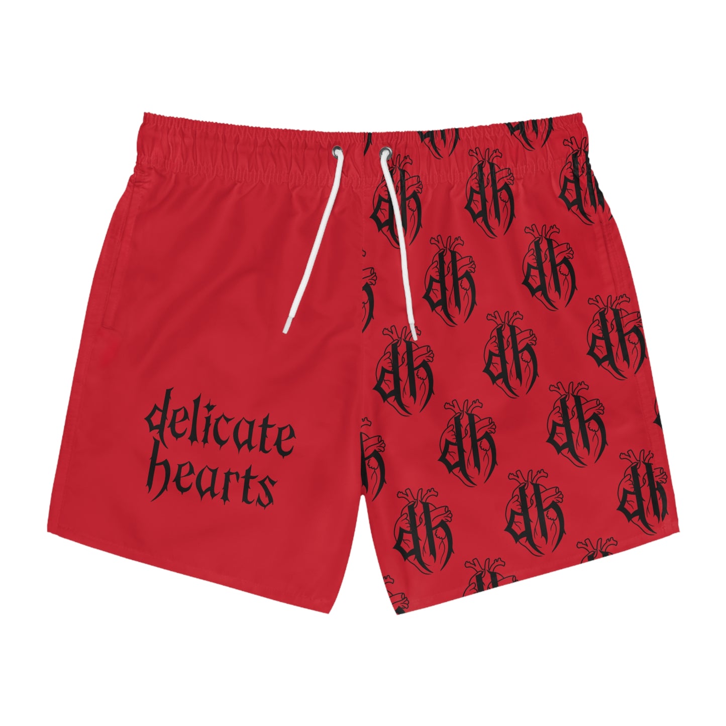 Delicate Hearts Swim Trunks Dark Red
