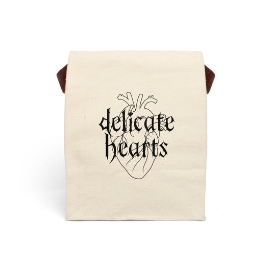 Delicate Hearts Canvas Lunch Bag - Eco-Friendly Tote with Strap
