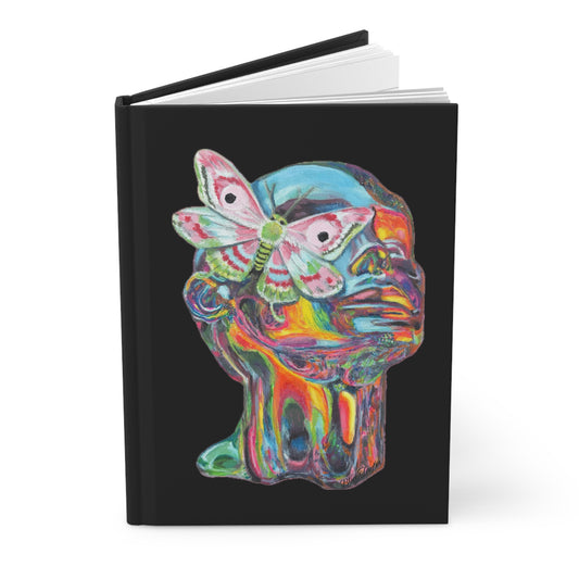 Vibrant Moth Head Hardcover Journal - Artistic Planner for Creative Minds